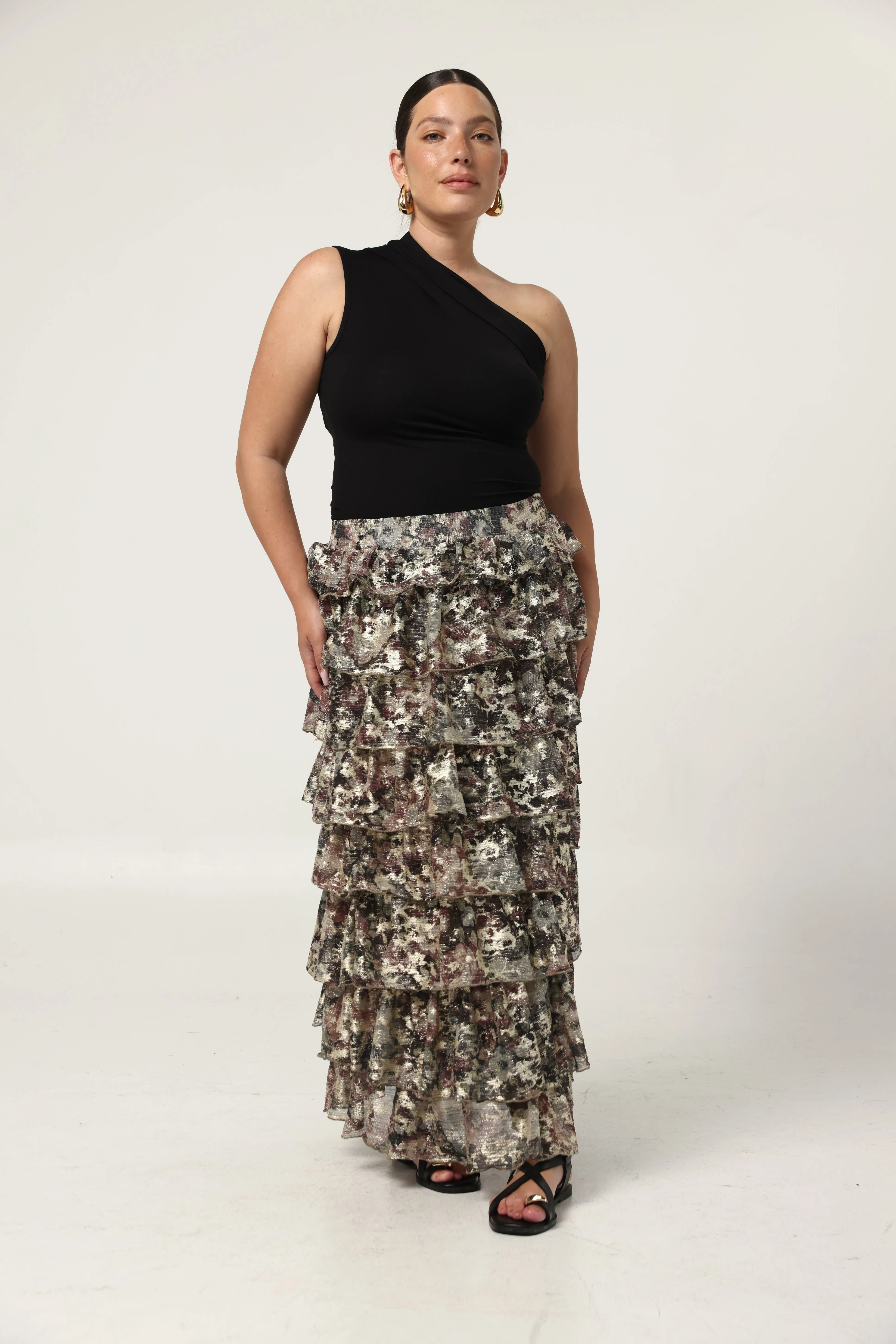 Peplum Dark Floral Skirt