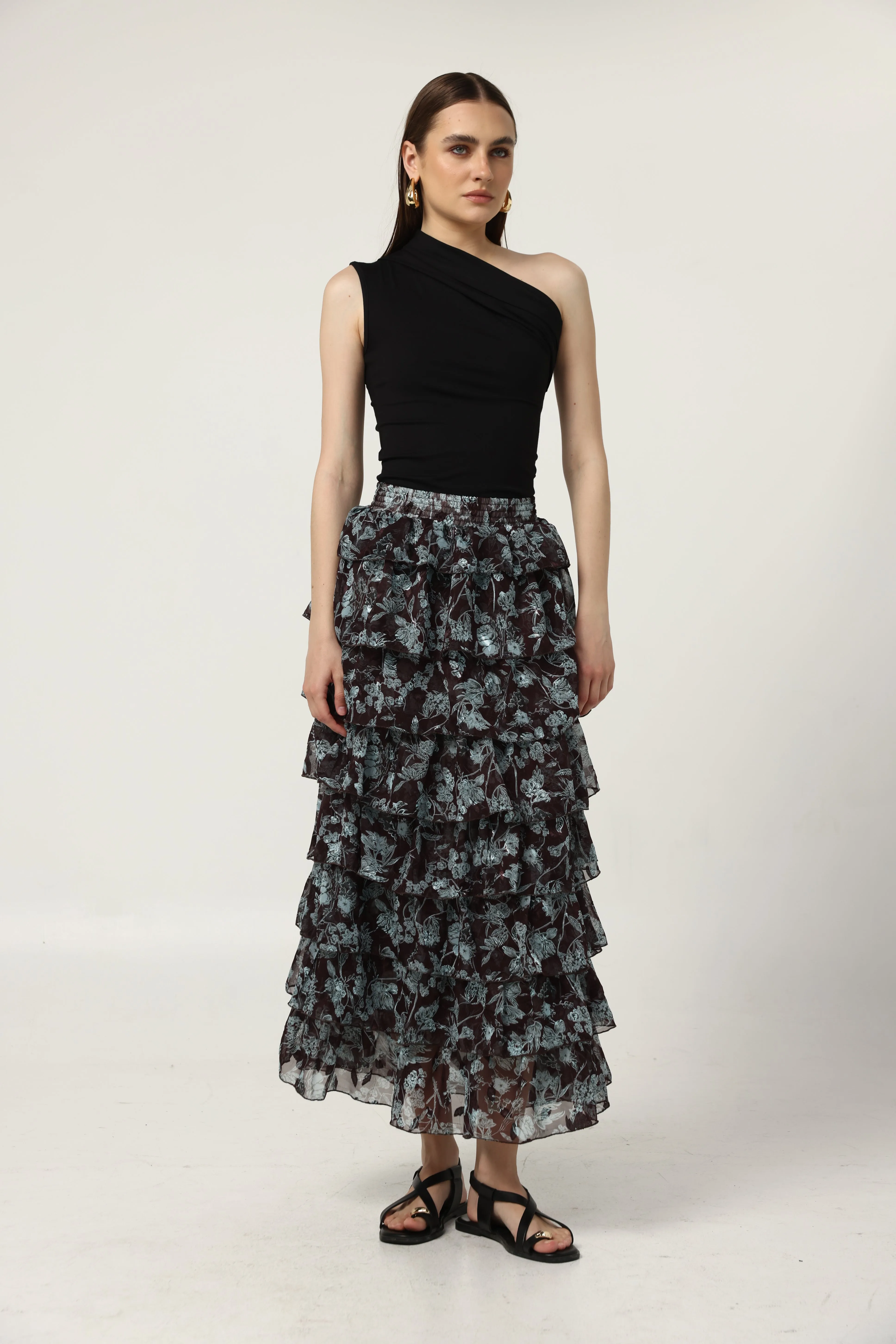 Peplum Dark Floral Skirt