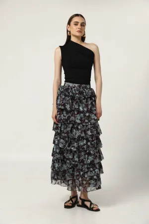 Peplum Dark Floral Skirt