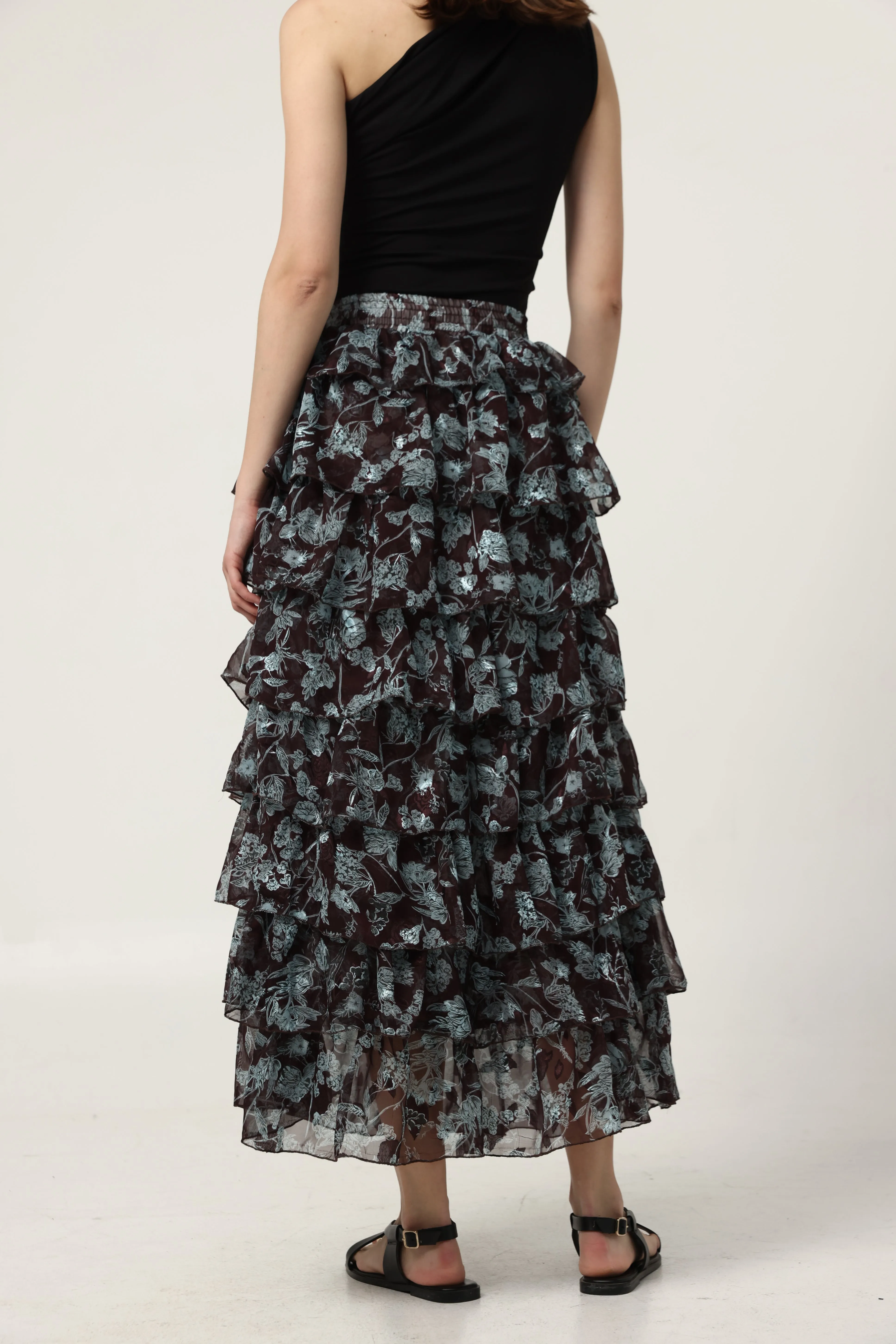 Peplum Dark Floral Skirt