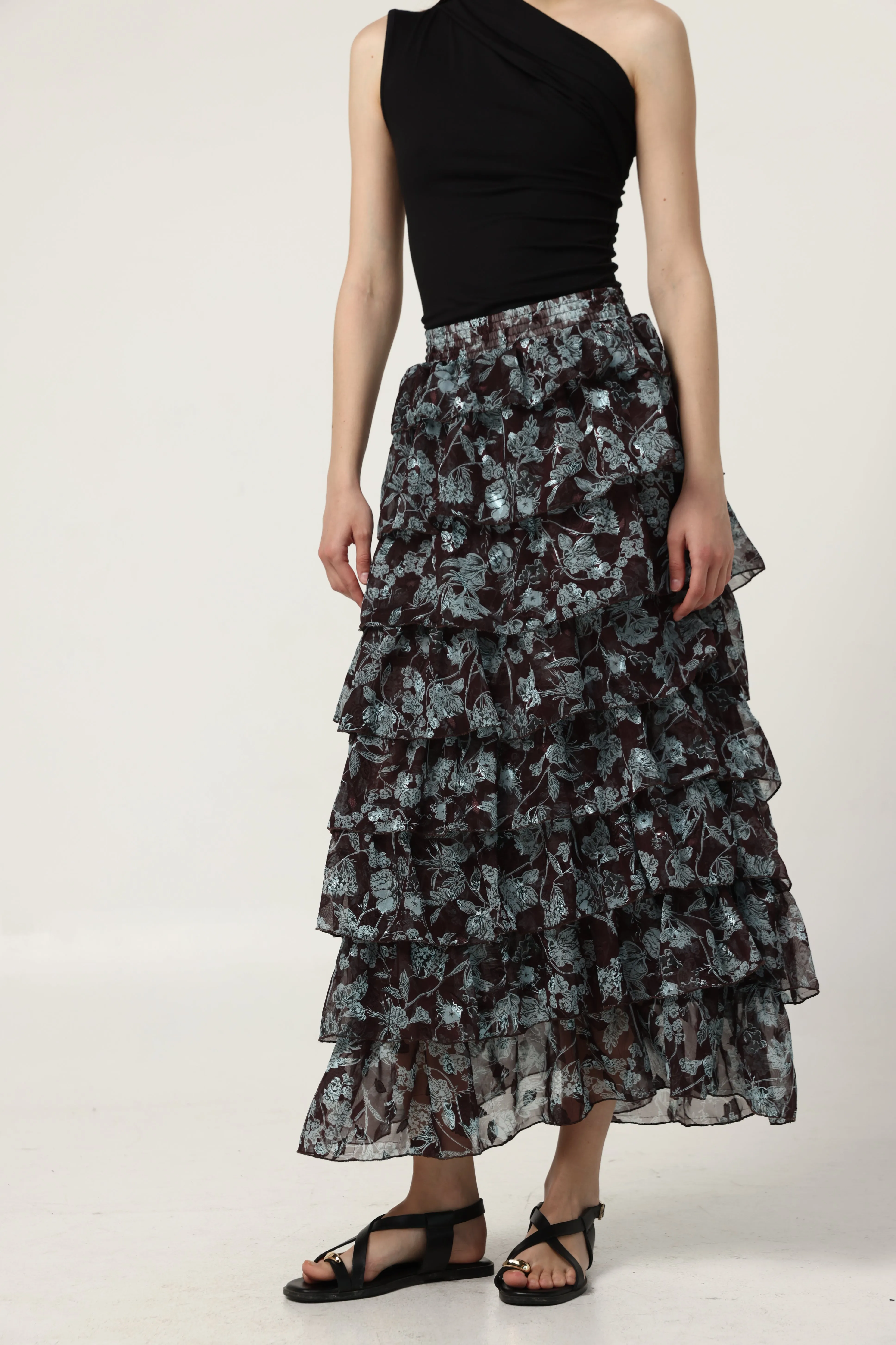 Peplum Dark Floral Skirt
