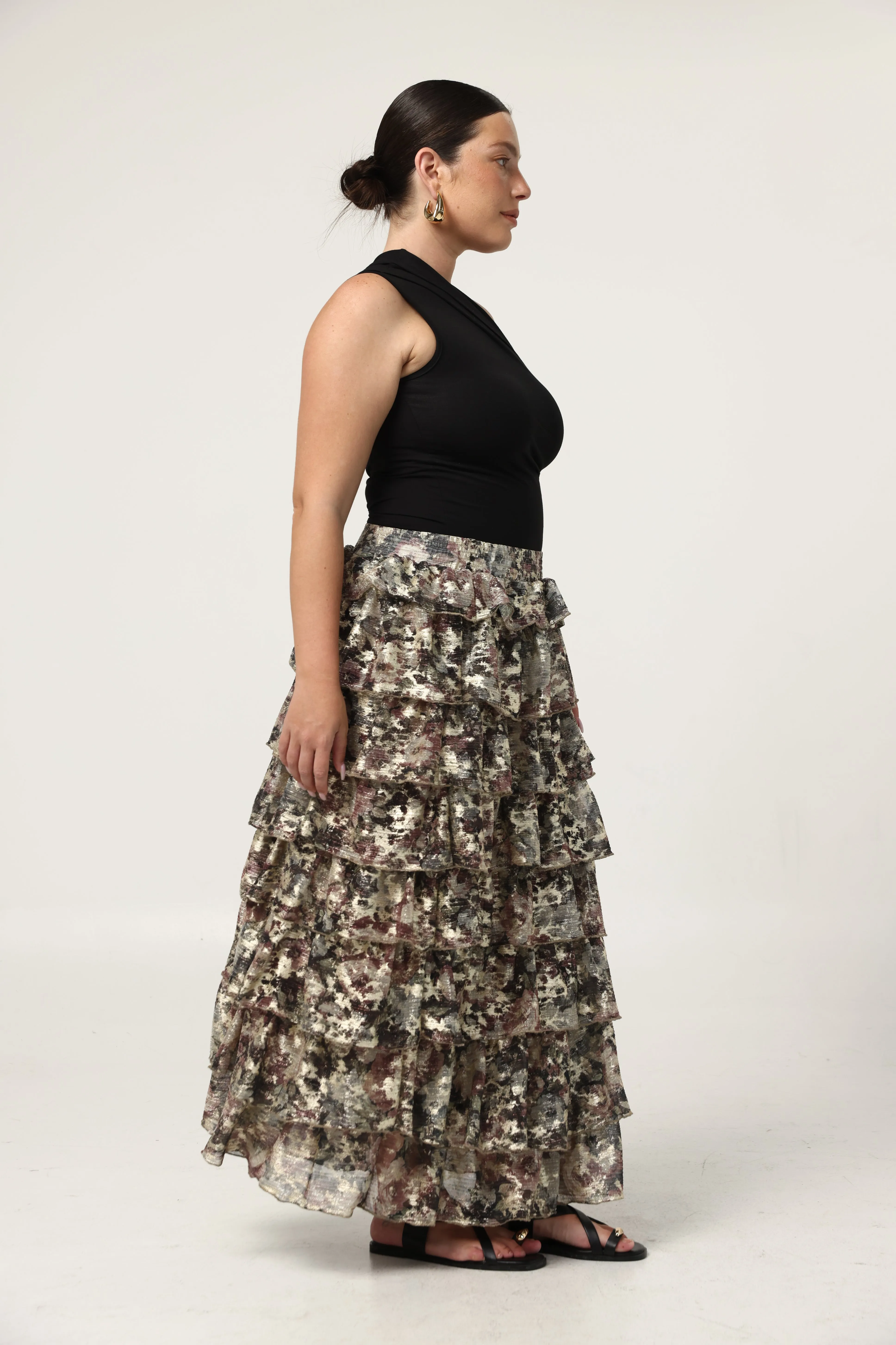 Peplum Dark Floral Skirt