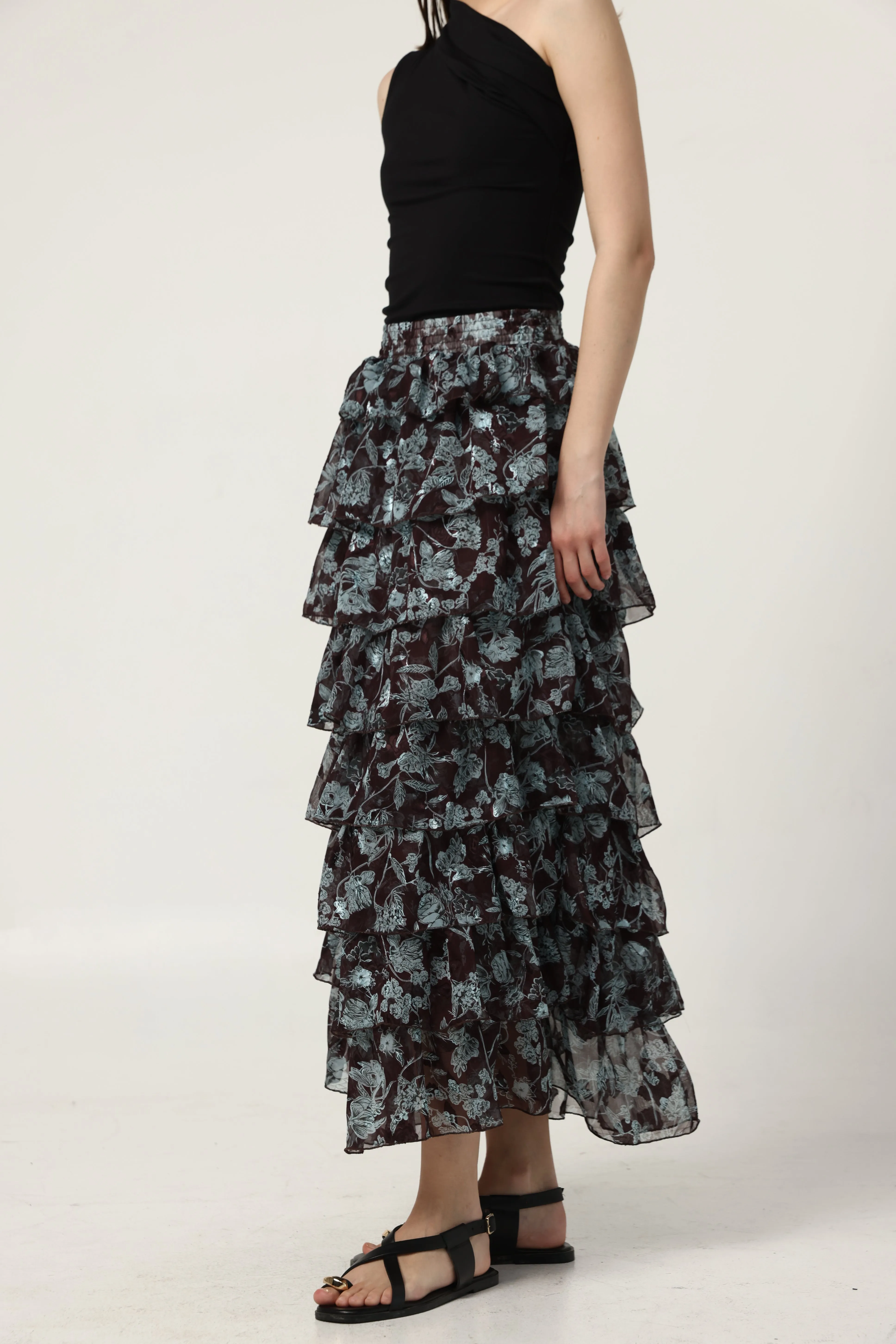 Peplum Dark Floral Skirt