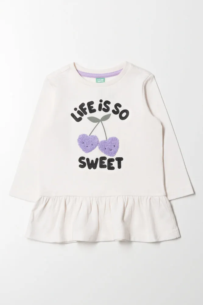 Peplum Long Sleeve T-Shirt Cream