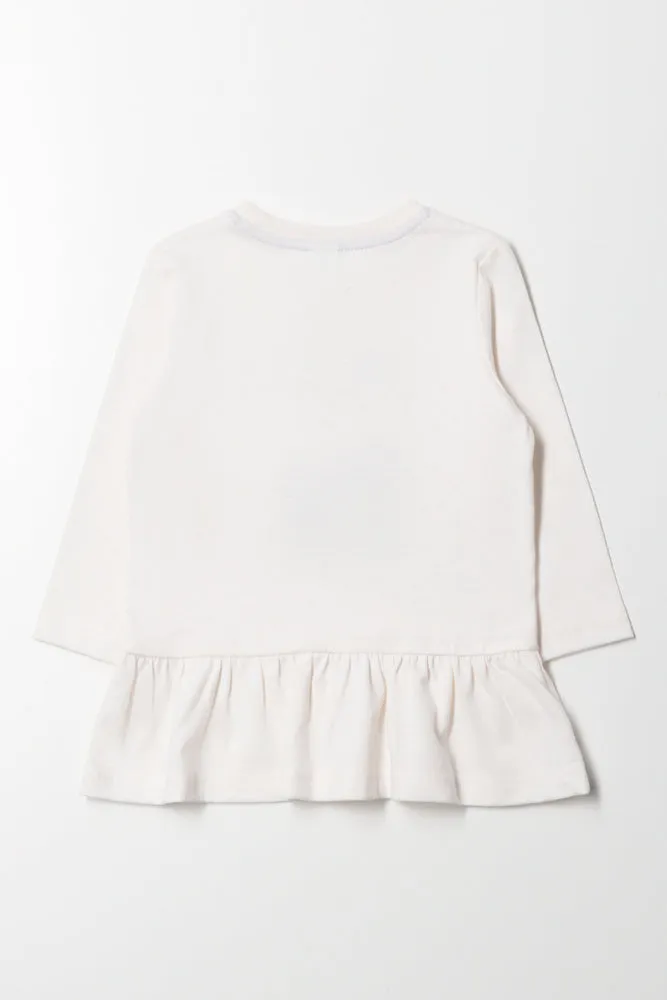 Peplum Long Sleeve T-Shirt Cream