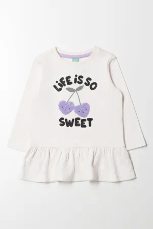 Peplum Long Sleeve T-Shirt Cream