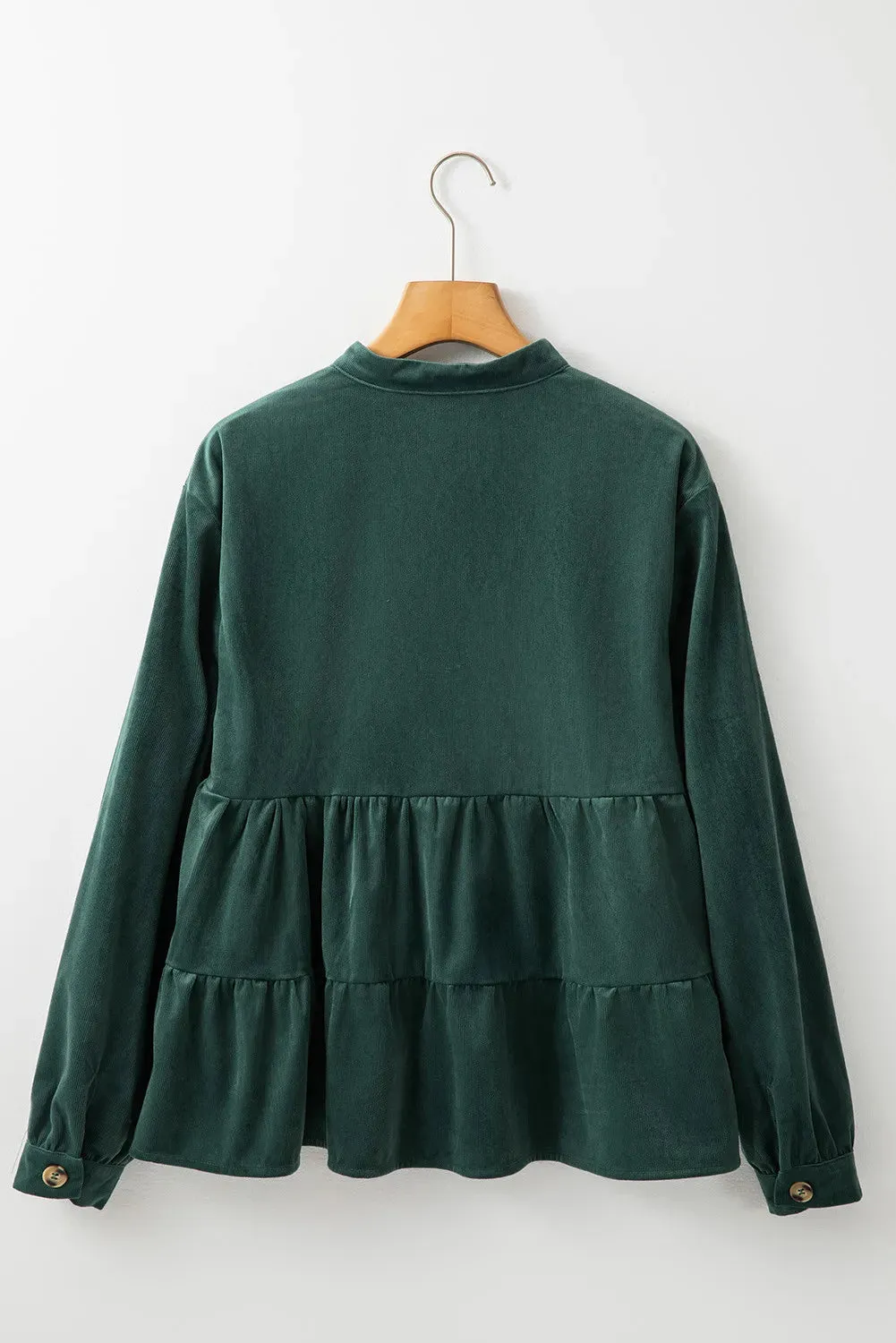 Peplum Round Neck Long Sleeve Shirt