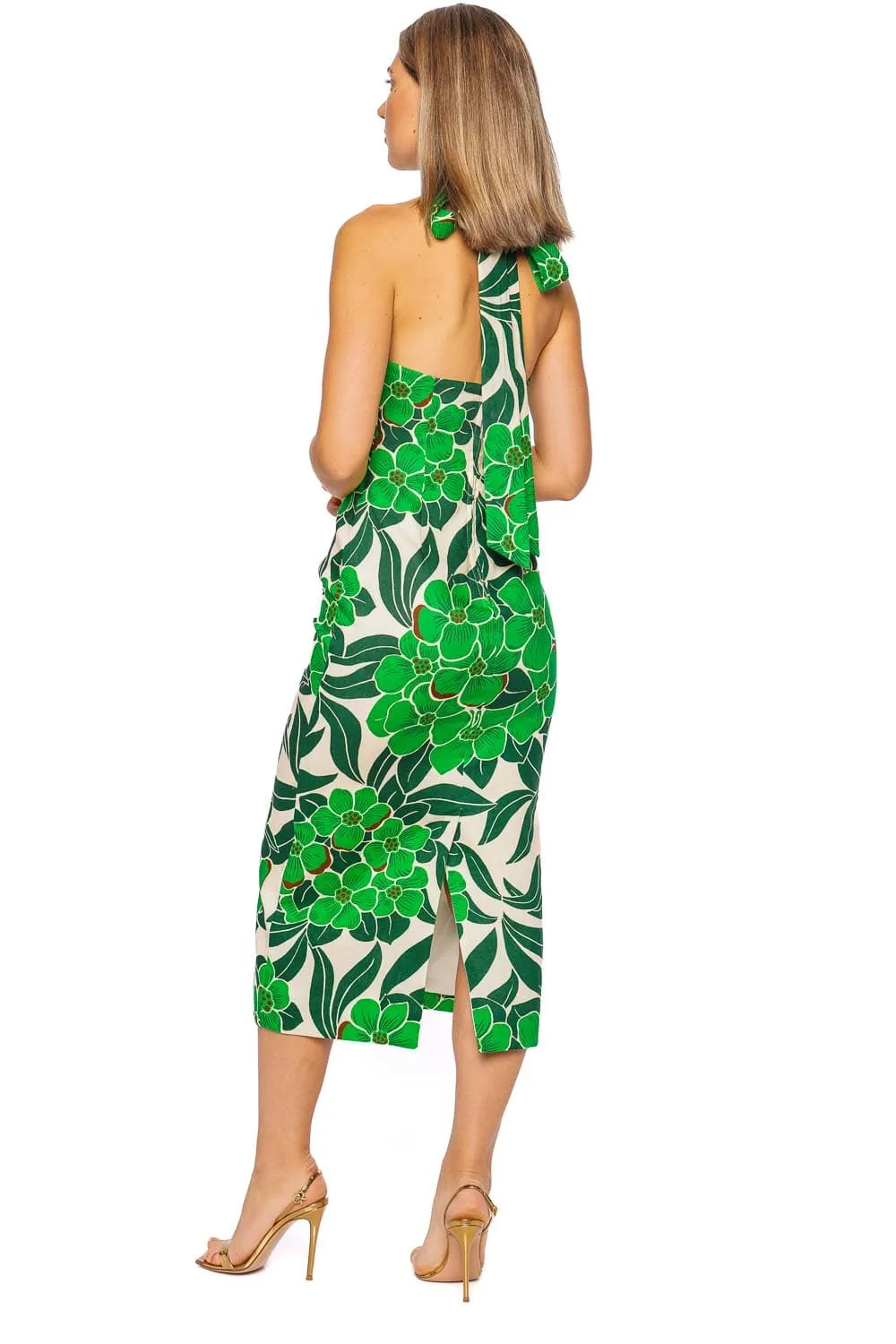 Perla Linen Halter Midi Dress