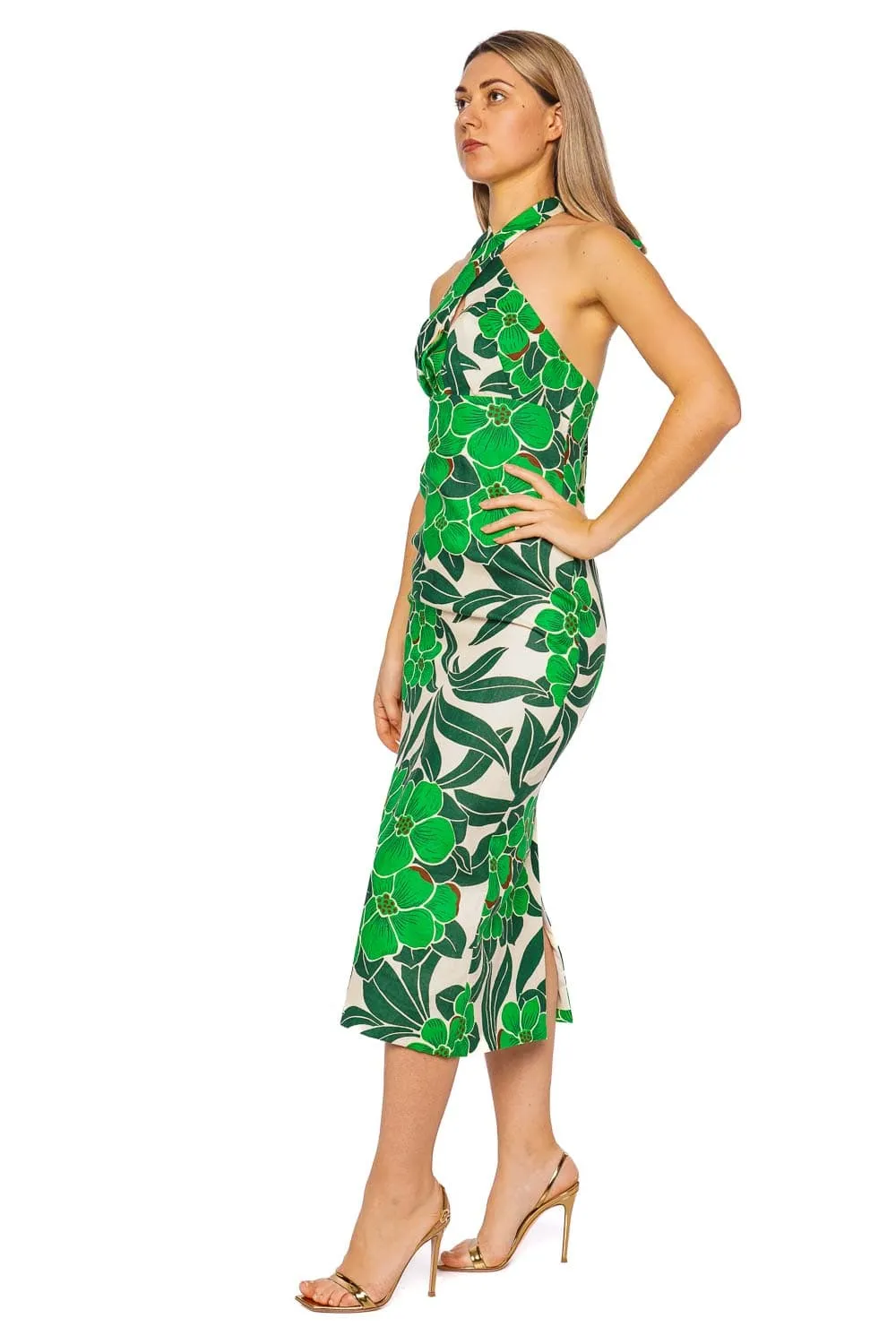 Perla Linen Halter Midi Dress
