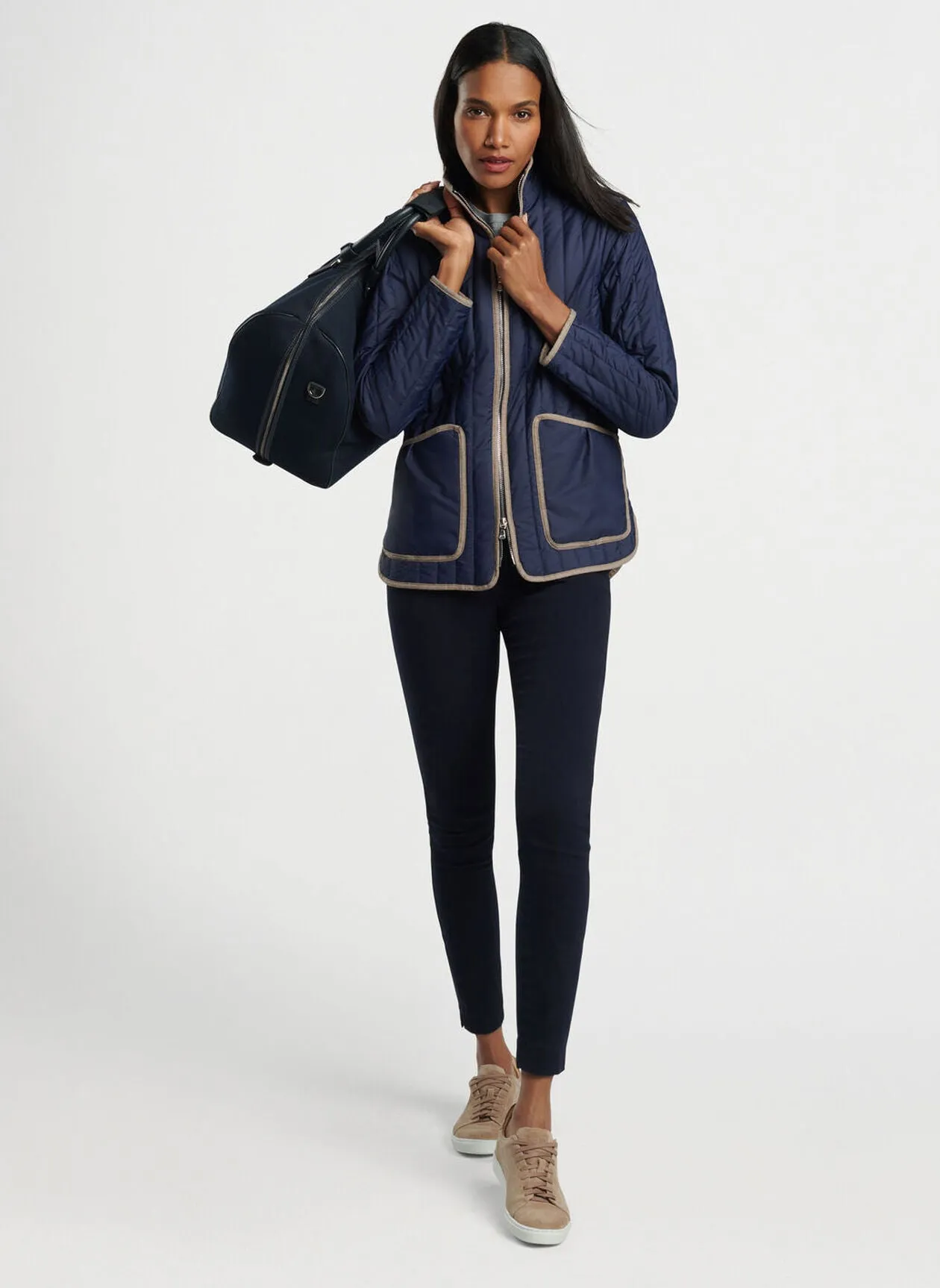 Peter Millar Womens Pippin Quilted Travel Jacket - NAVY