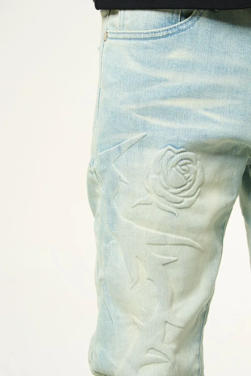 PHEELINGS LOVE IS PAIN EMBOSSED SKINNY DENIM (LIGHT BLUE/SAND)