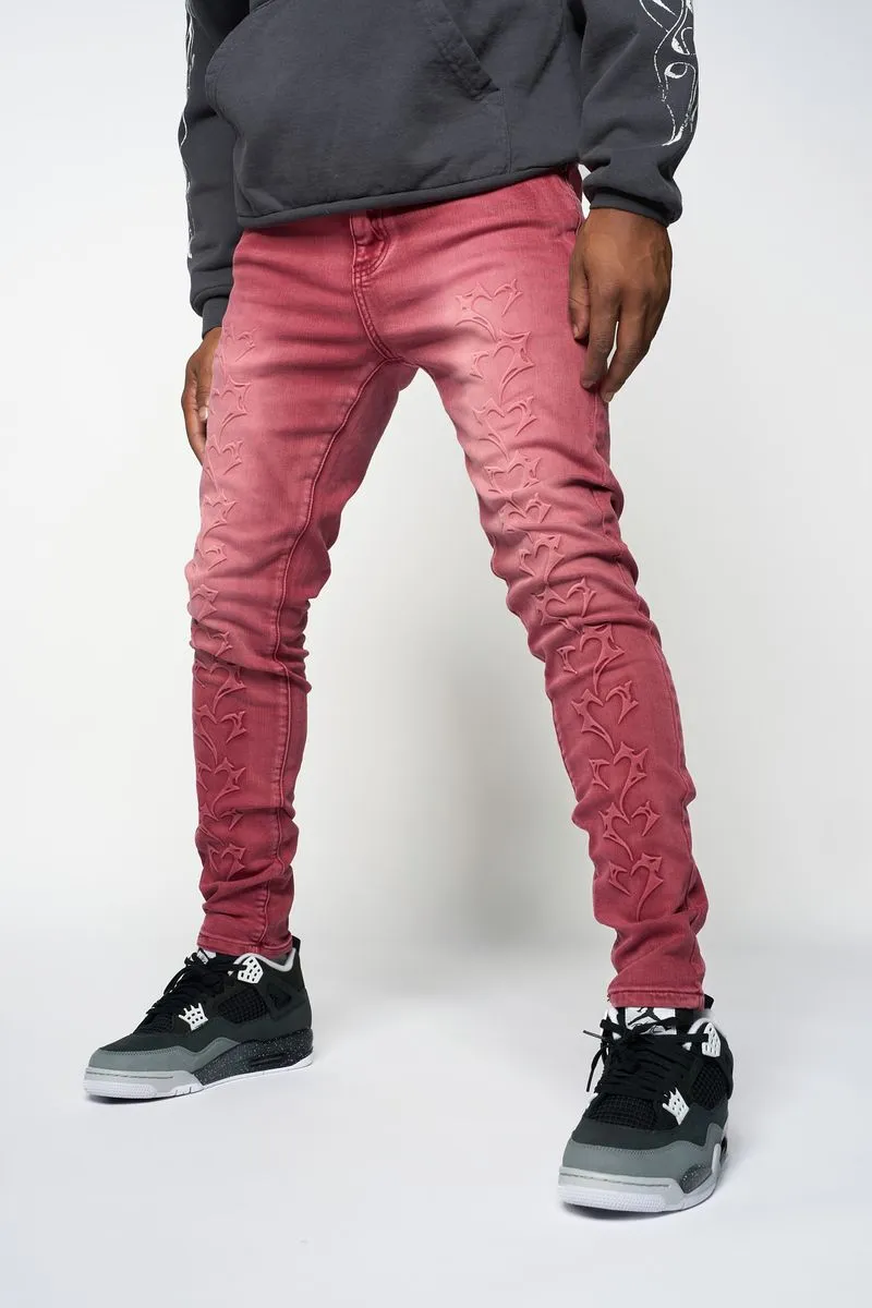 PHEELINGS SHATTERED HEARTS SKINNY DENIM (Burgundy)