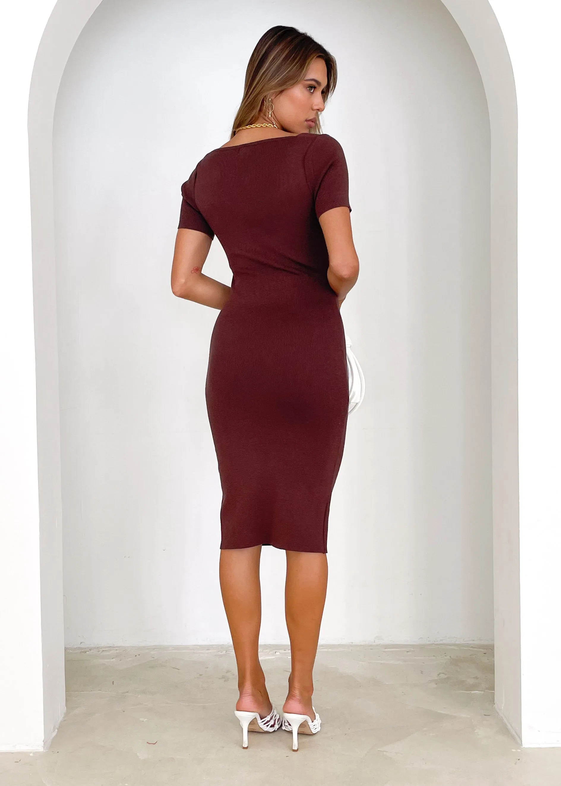 Pheobe Knit Midi Dress - Chocolate