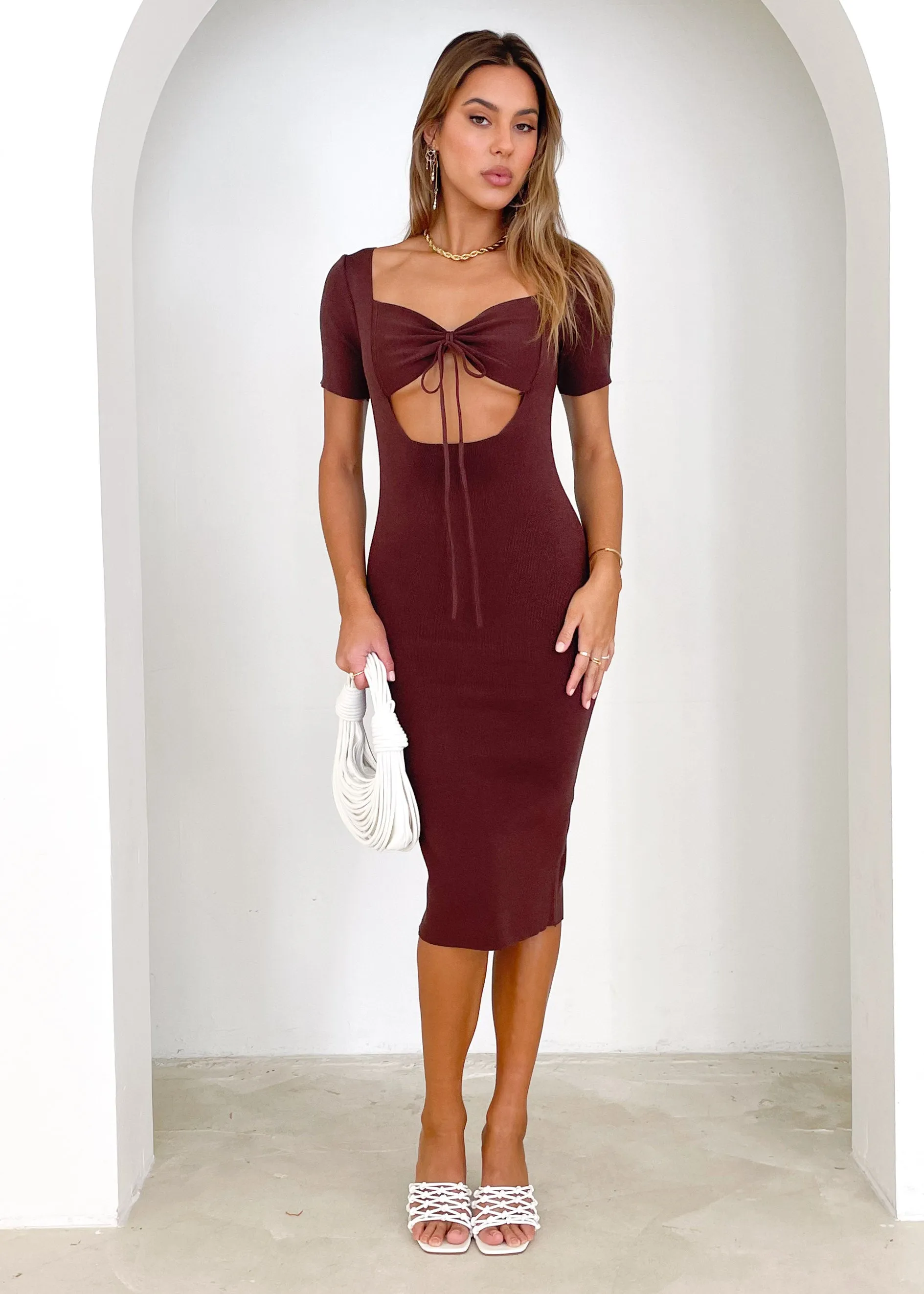 Pheobe Knit Midi Dress - Chocolate