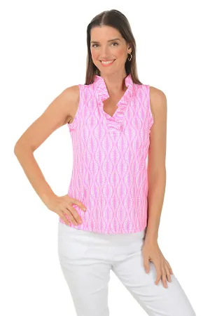 Pink Dot Your Eyes UPF50  Ruffle Sleeveless Top