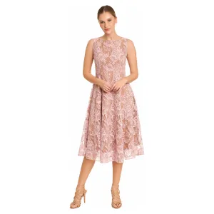 Pink Midi Sleeveless lace Dress