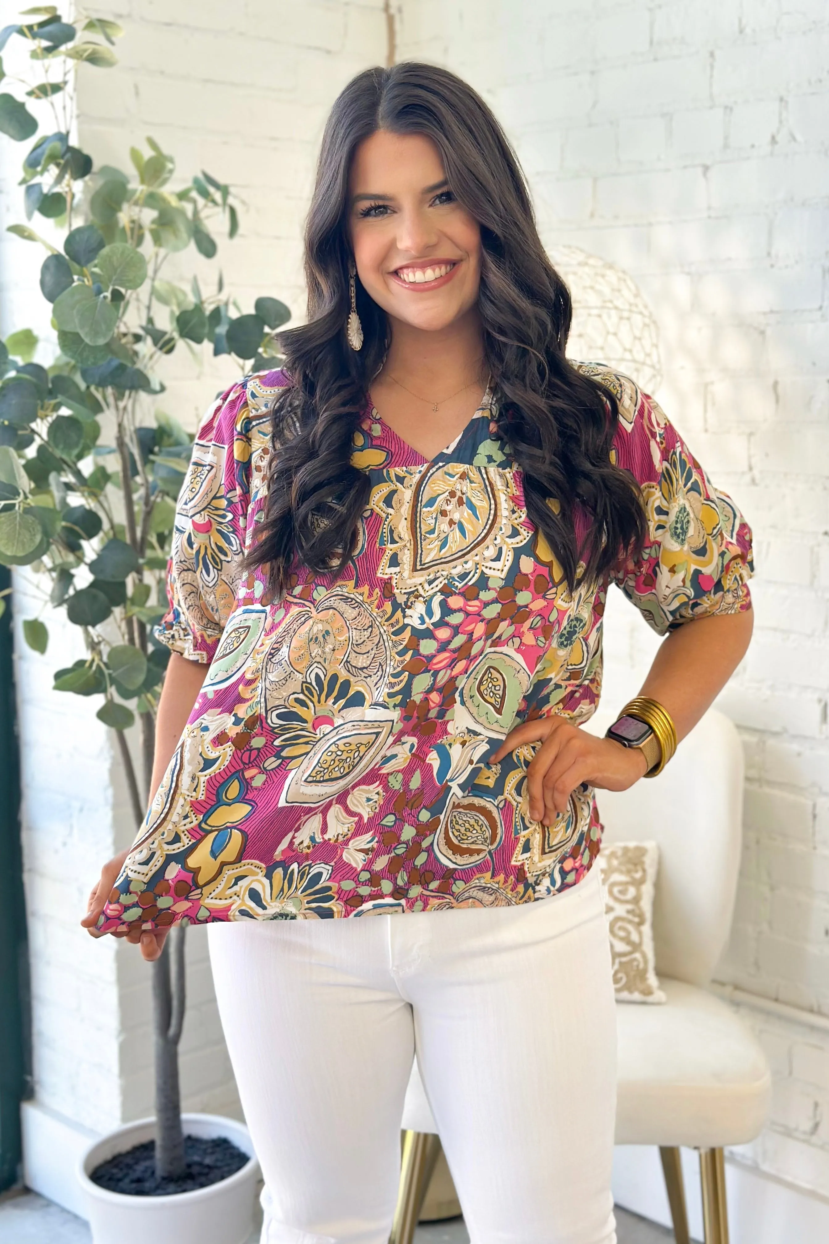 Pink Mix Paisley Printed Top