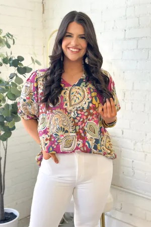 Pink Mix Paisley Printed Top