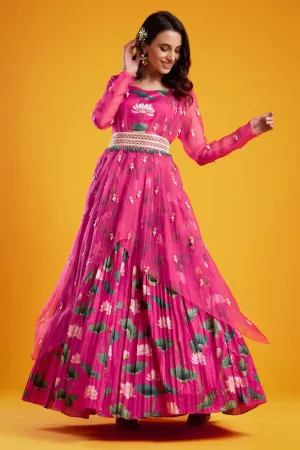 Pink Printed Lehenga Set