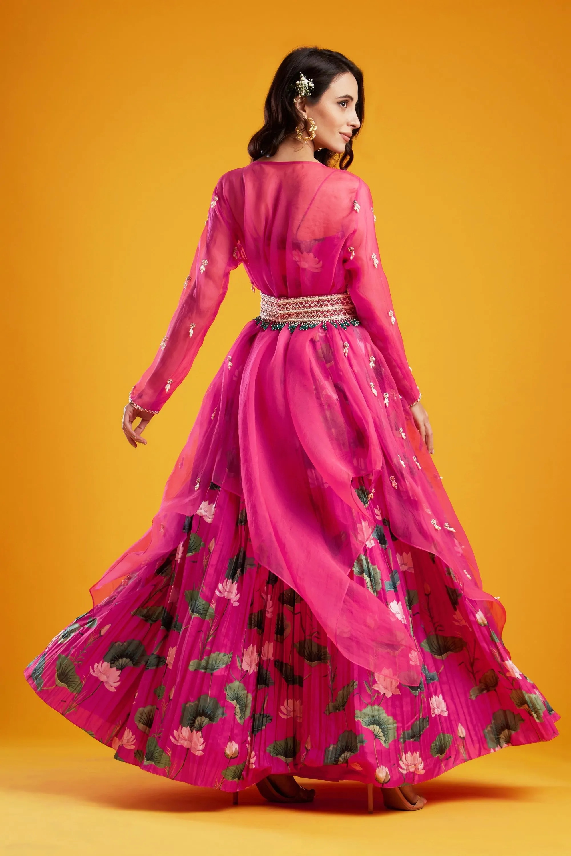 Pink Printed Lehenga Set