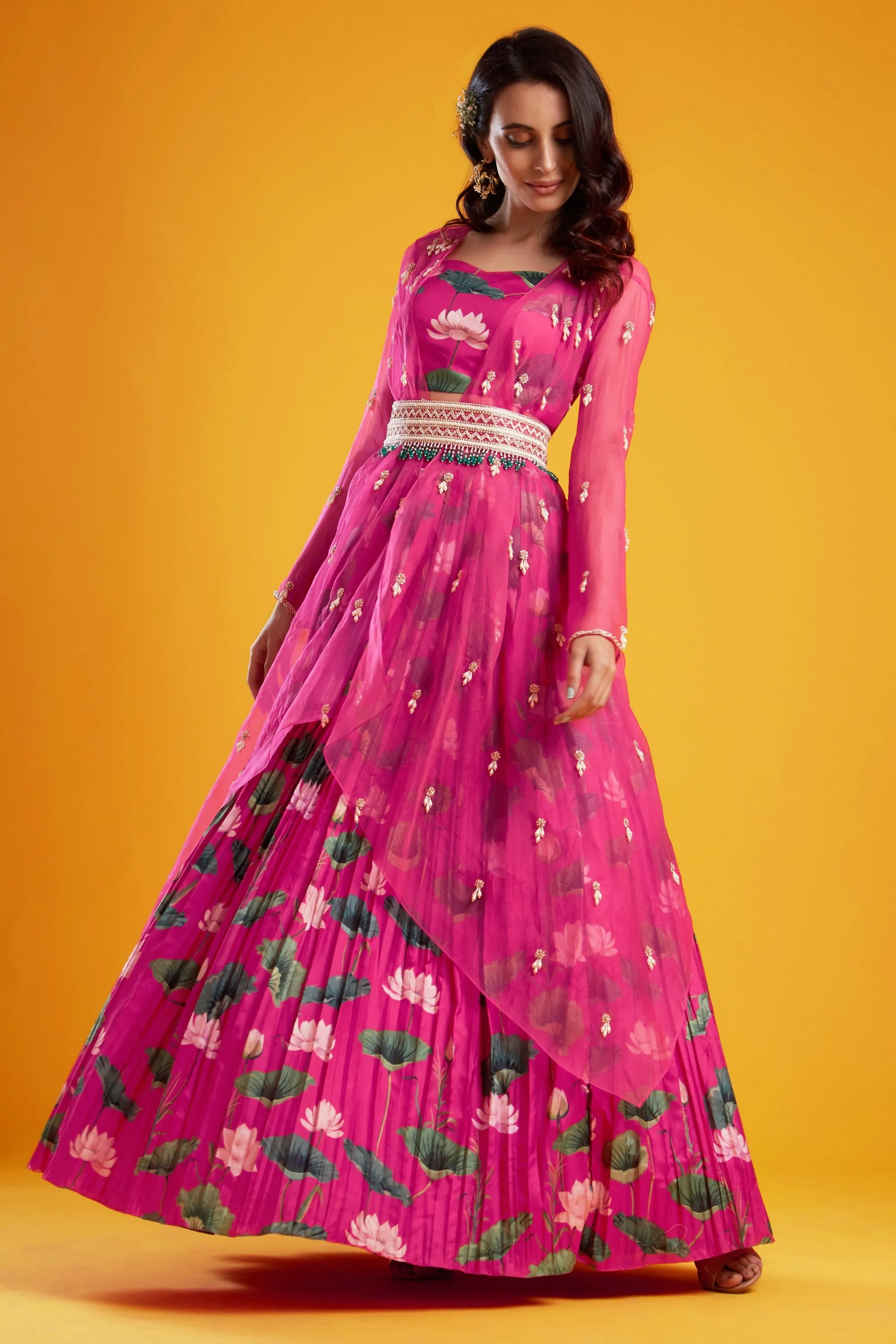 Pink Printed Lehenga Set
