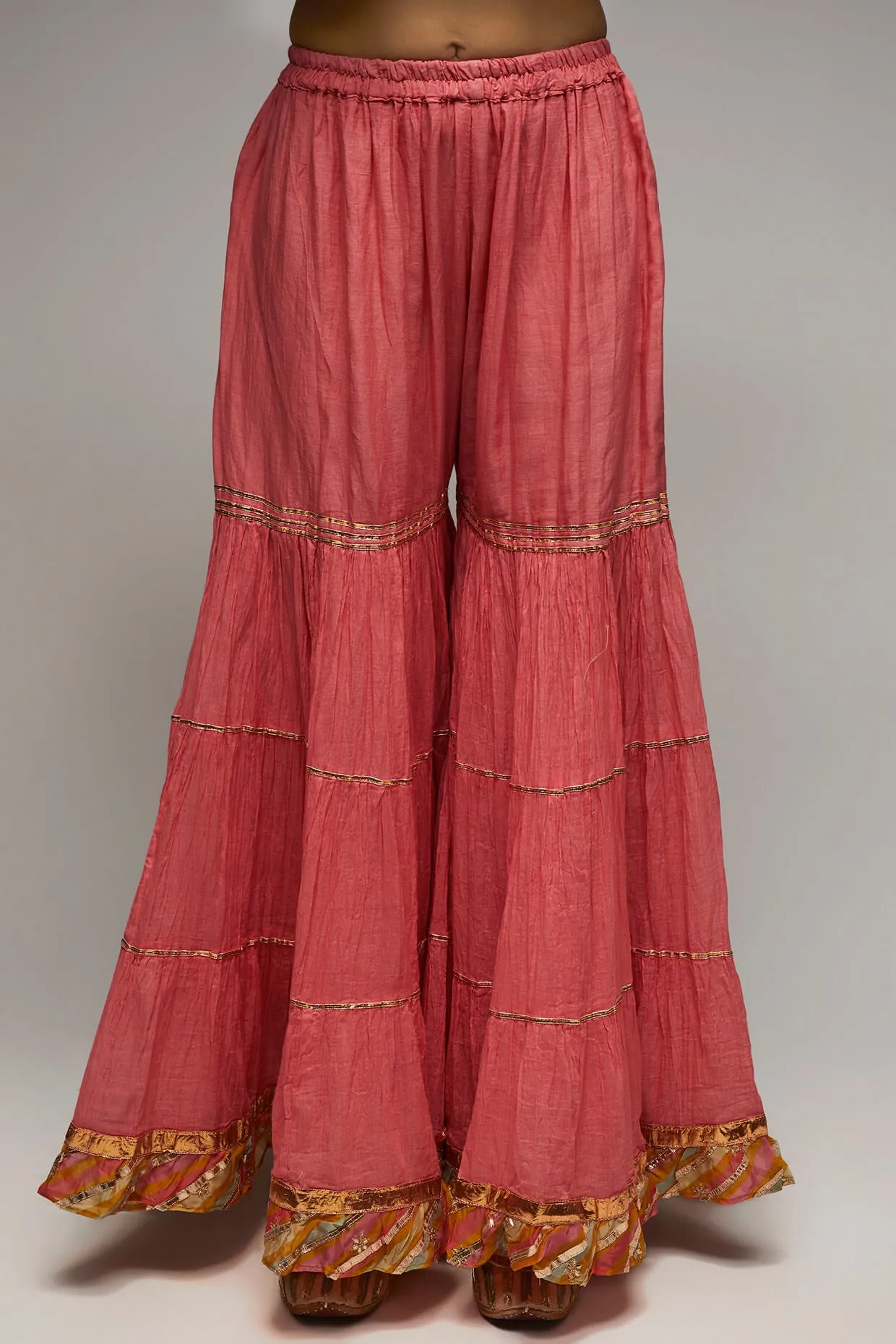 Pink rashida peplum sharara set