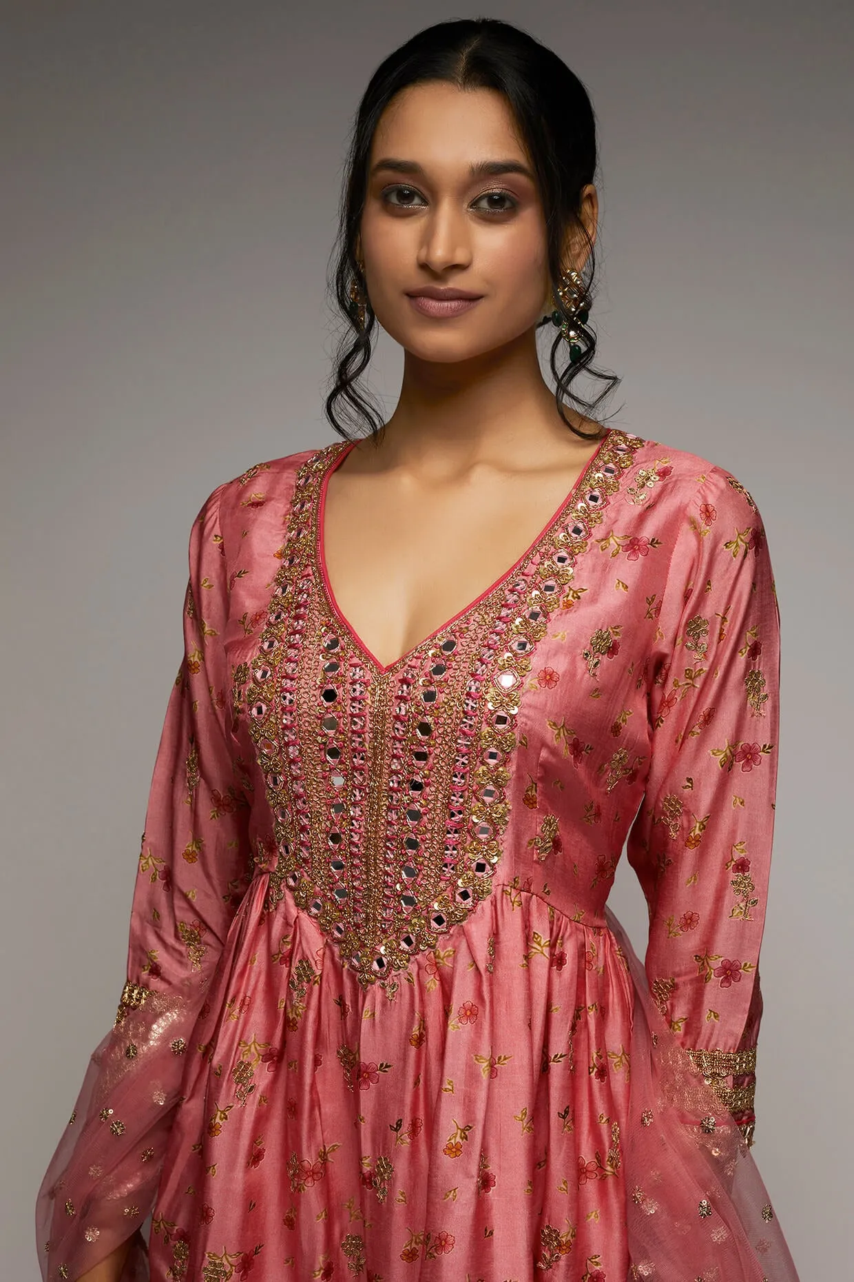 Pink rashida peplum sharara set