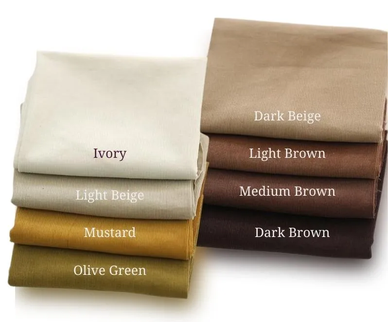 Pinwale Cotton Corduroy, Ivory, Beige, Brown, Mustard, Olive Green Fine Wale Cotton Corduroy Fabric By the Yard Quality Korean Fabric /80356