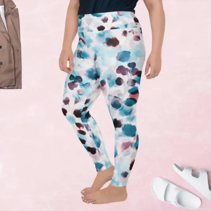 Plus Size Coloured Leggings in Sapphire Print