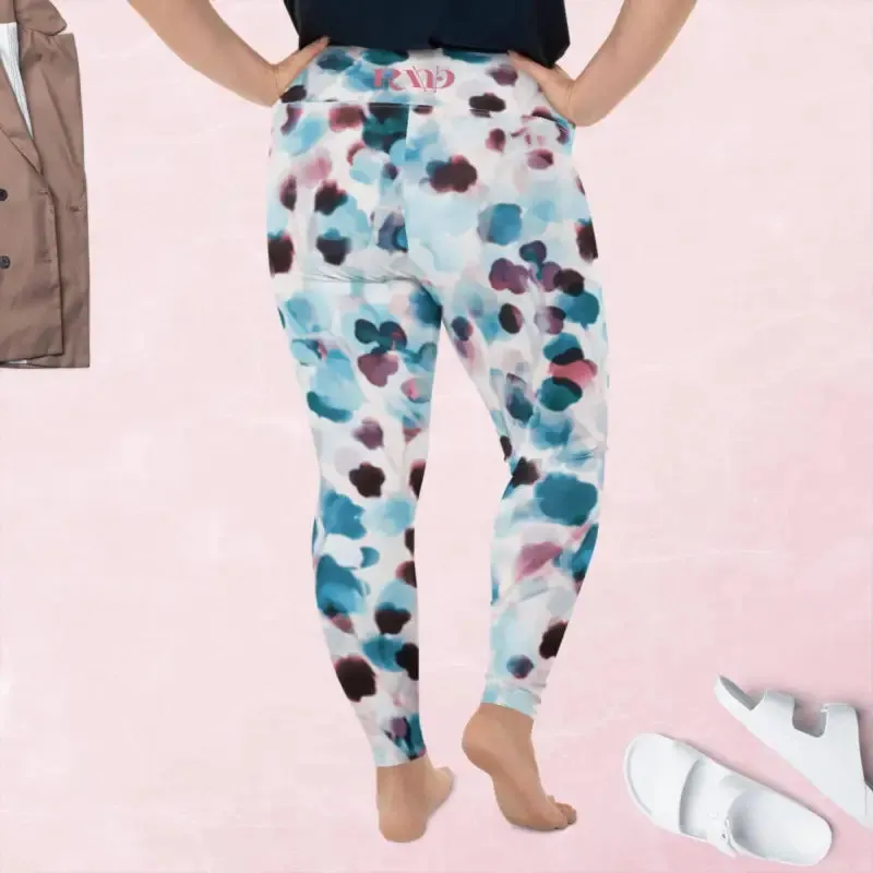 Plus Size Coloured Leggings in Sapphire Print