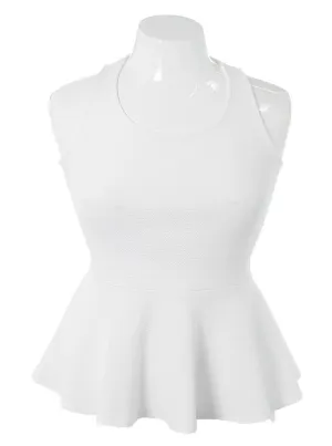Plus Size Criss Cross Peplum White Top