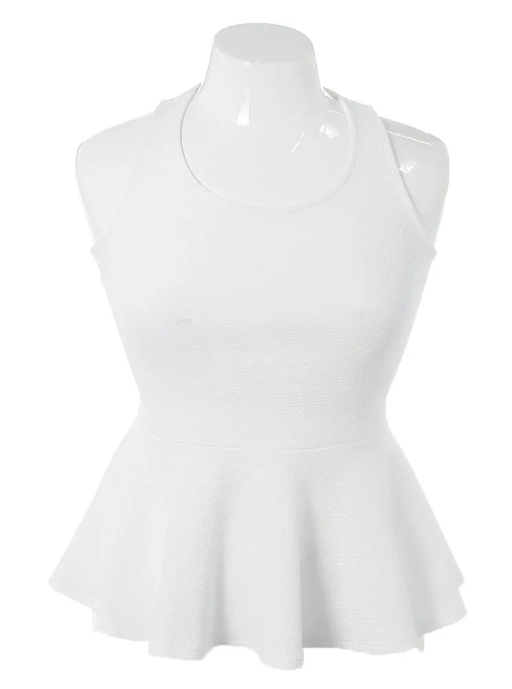 Plus Size Criss Cross Peplum White Top