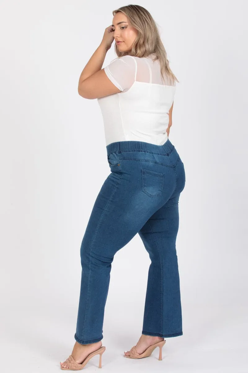 Plus Size High Waist Flared Denim Jeggings Pants - Pack of 6