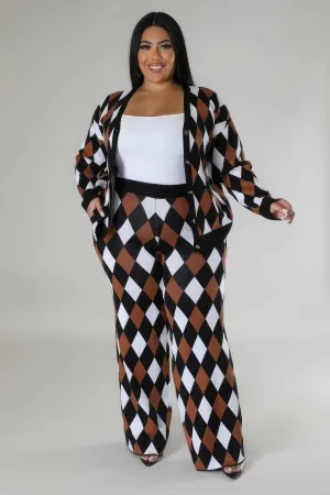 Plus Size Long Sleeve Stretch Pant Set