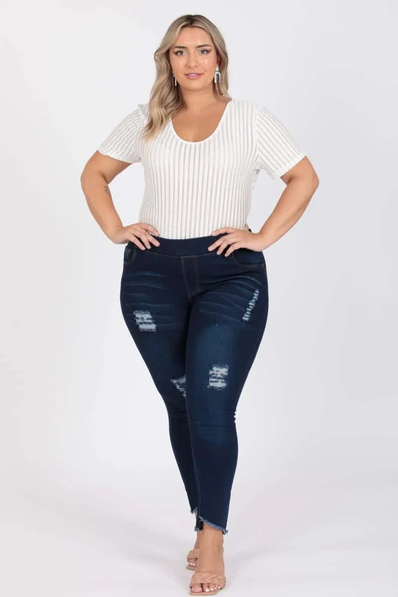 Plus Size Mid-Rise Denim Jeggings Pants - Pack of 6