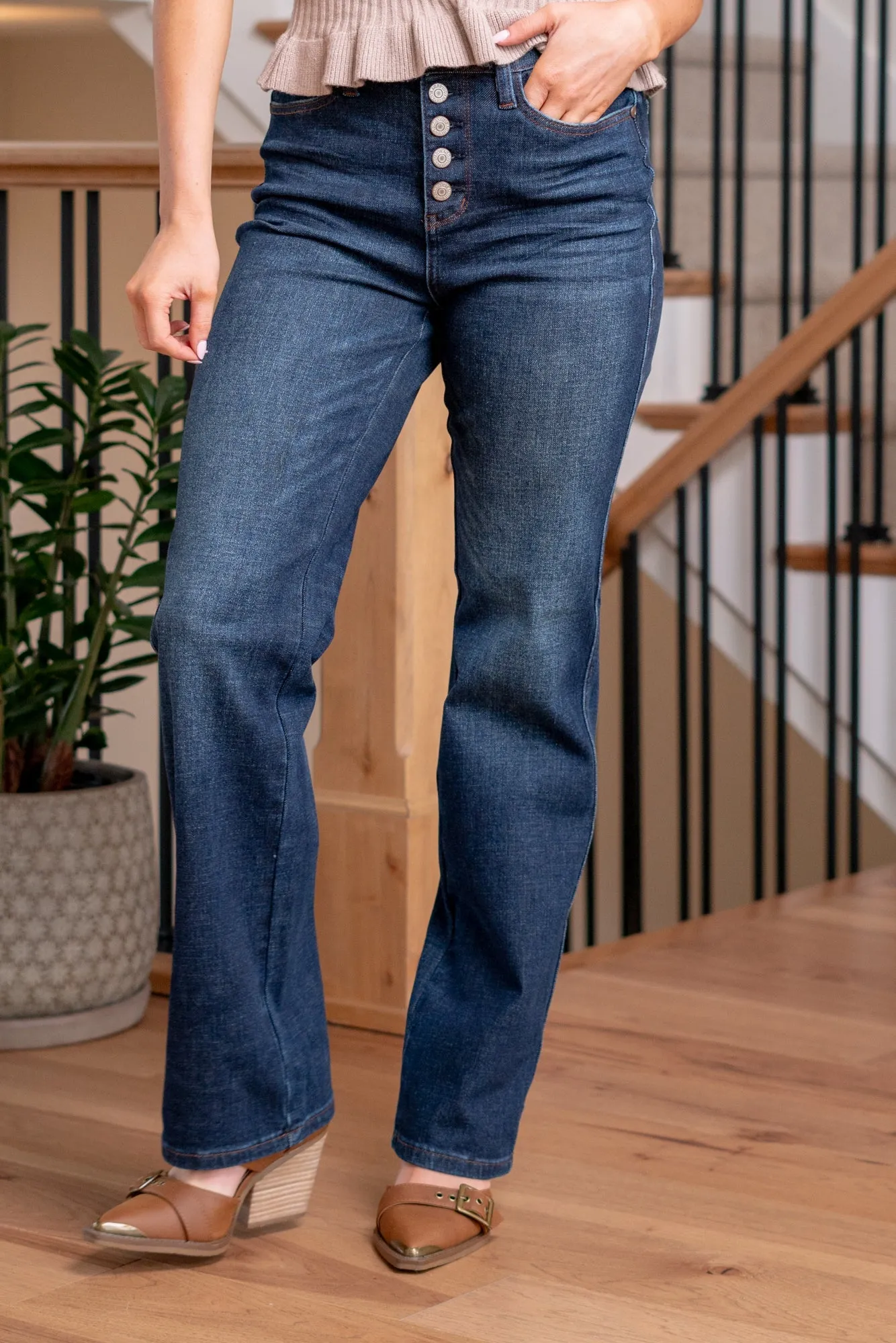Plus Size Parker High Rise Button Fly Straight