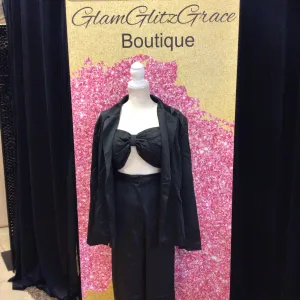 Plus size polyester sateen pantsuit
