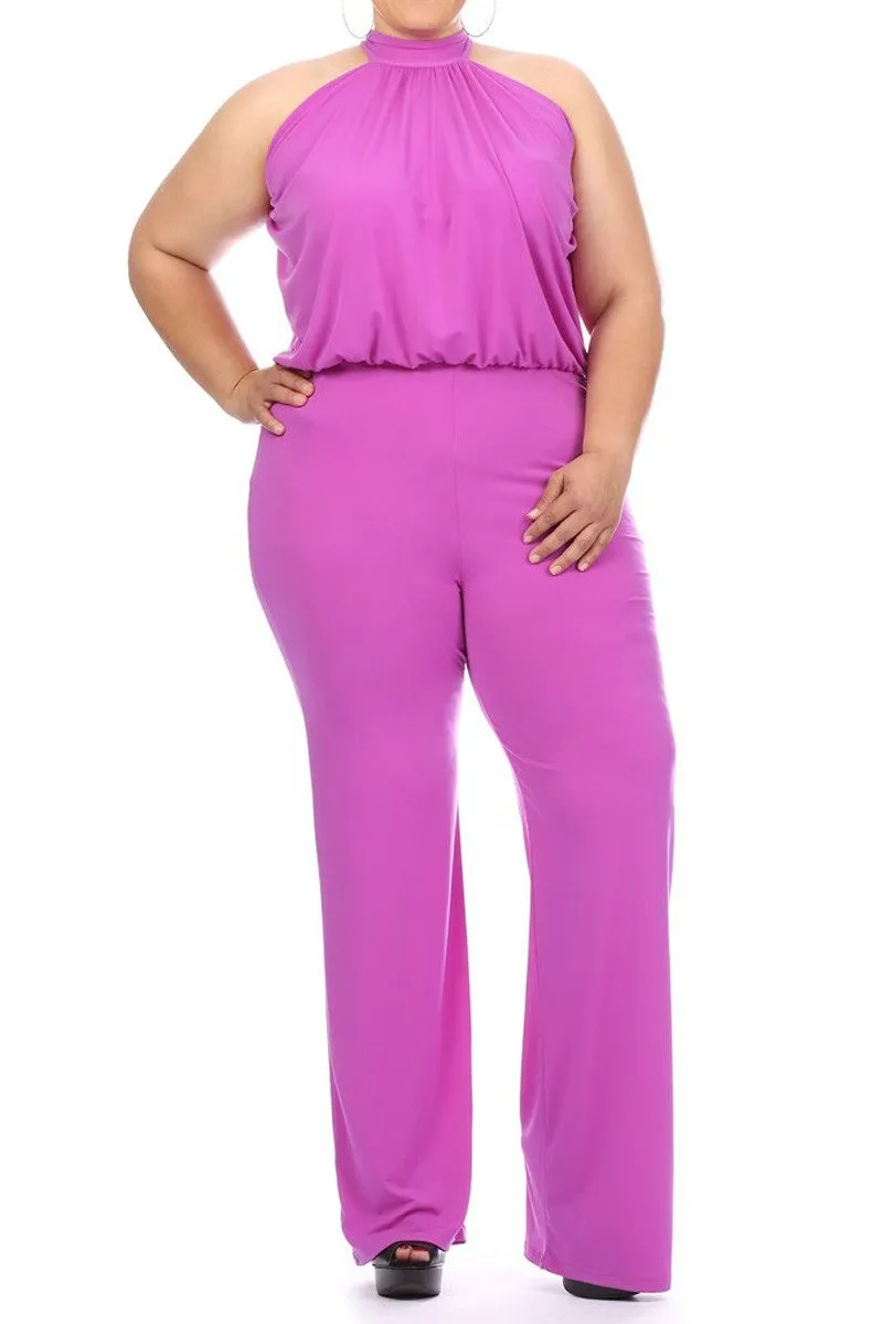 Plus Size Relaxed Fit Halter Neck Jumpsuit
