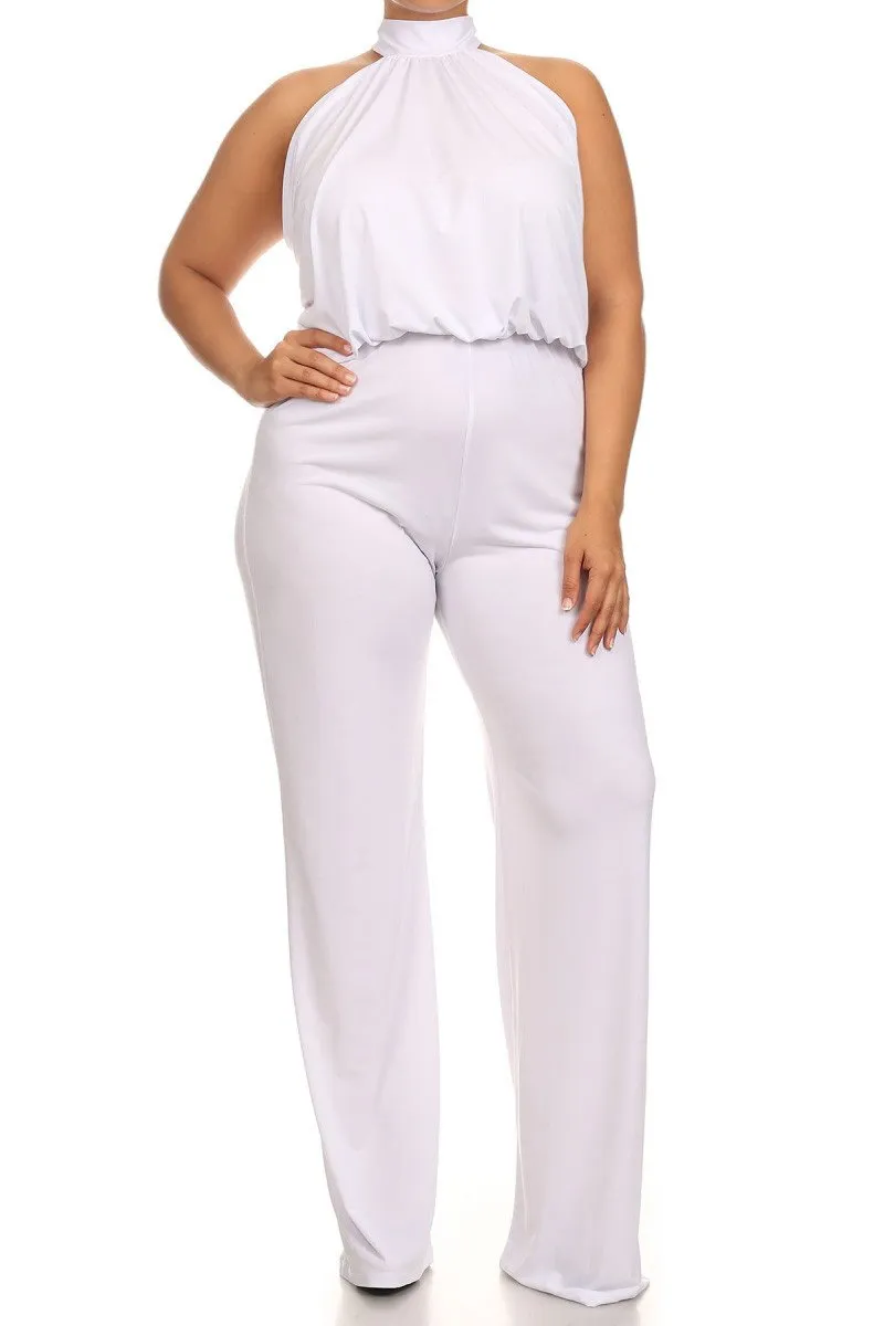 Plus Size Relaxed Fit Halter Neck Jumpsuit