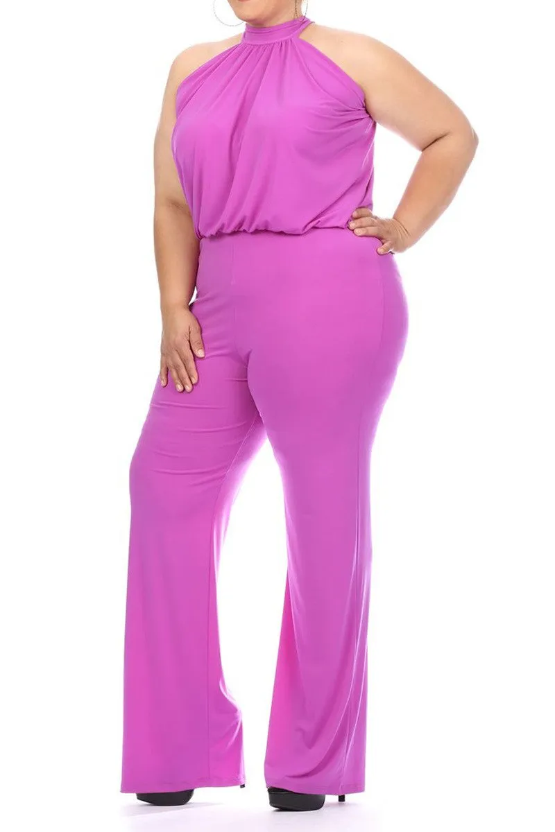 Plus Size Relaxed Fit Halter Neck Jumpsuit