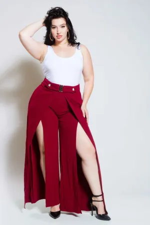 Plus Size Slit Palazzo Maxi Pants
