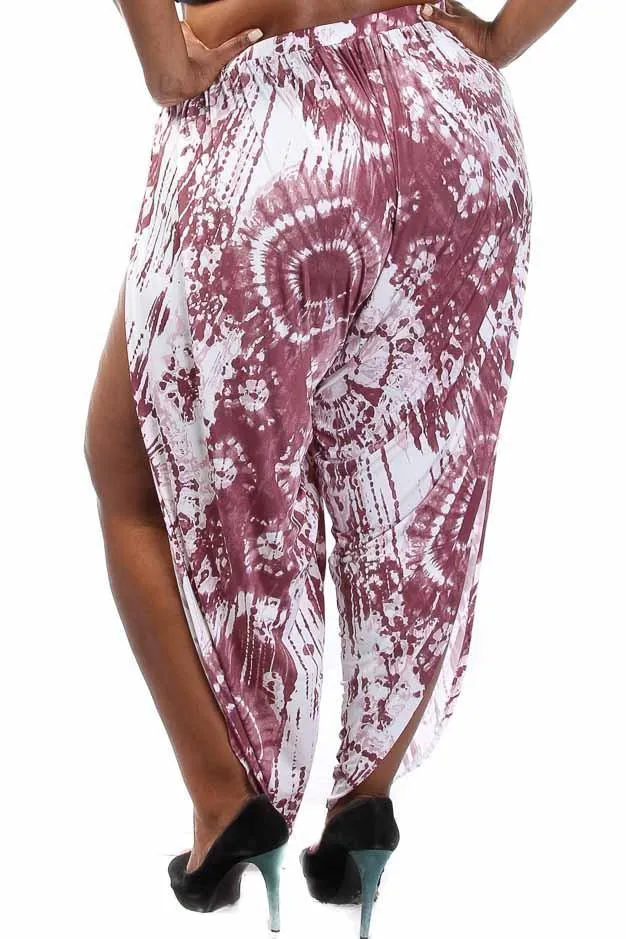 Plus Size Tie Dye Split Harem  Pants
