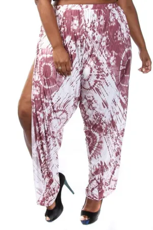 Plus Size Tie Dye Split Harem  Pants