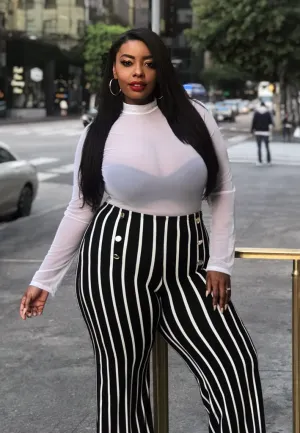 Plus Size Vertical Stripe Wide Leg Pants [SALE]