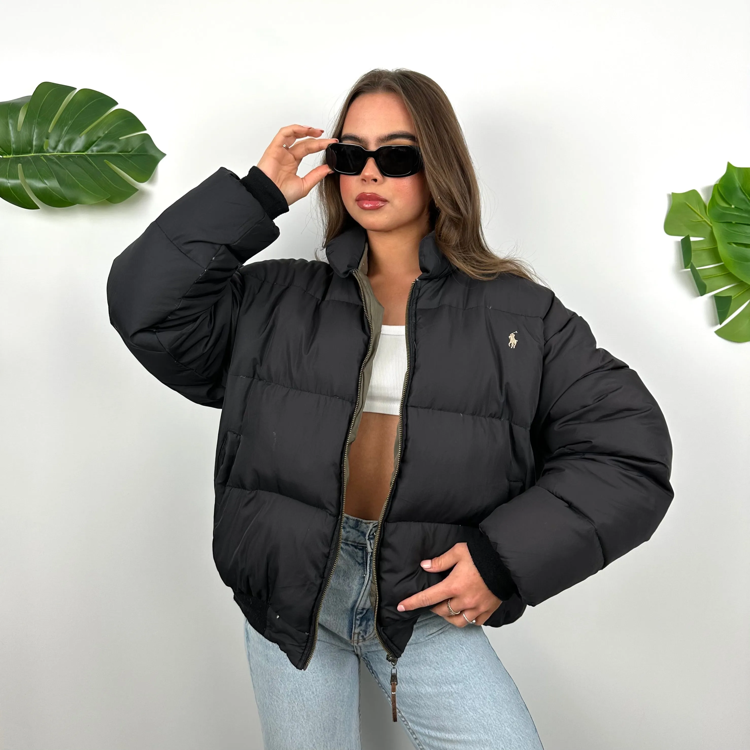 Polo Ralph Lauren Black Embroidered Logo Puffer Jacket (M)