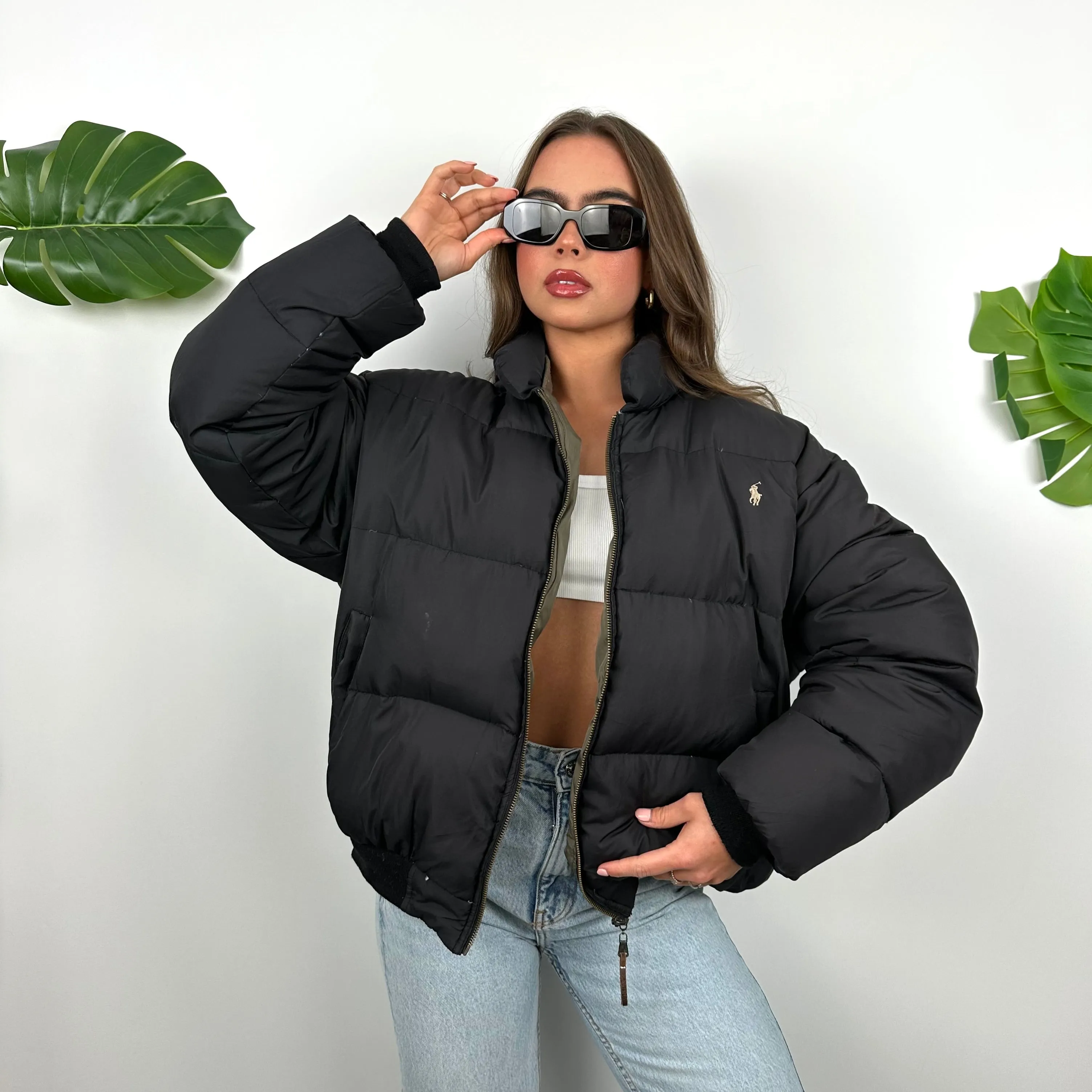 Polo Ralph Lauren Black Embroidered Logo Puffer Jacket (M)