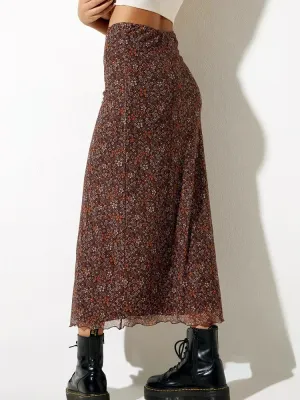 Polyester Floral Maxi Skirt