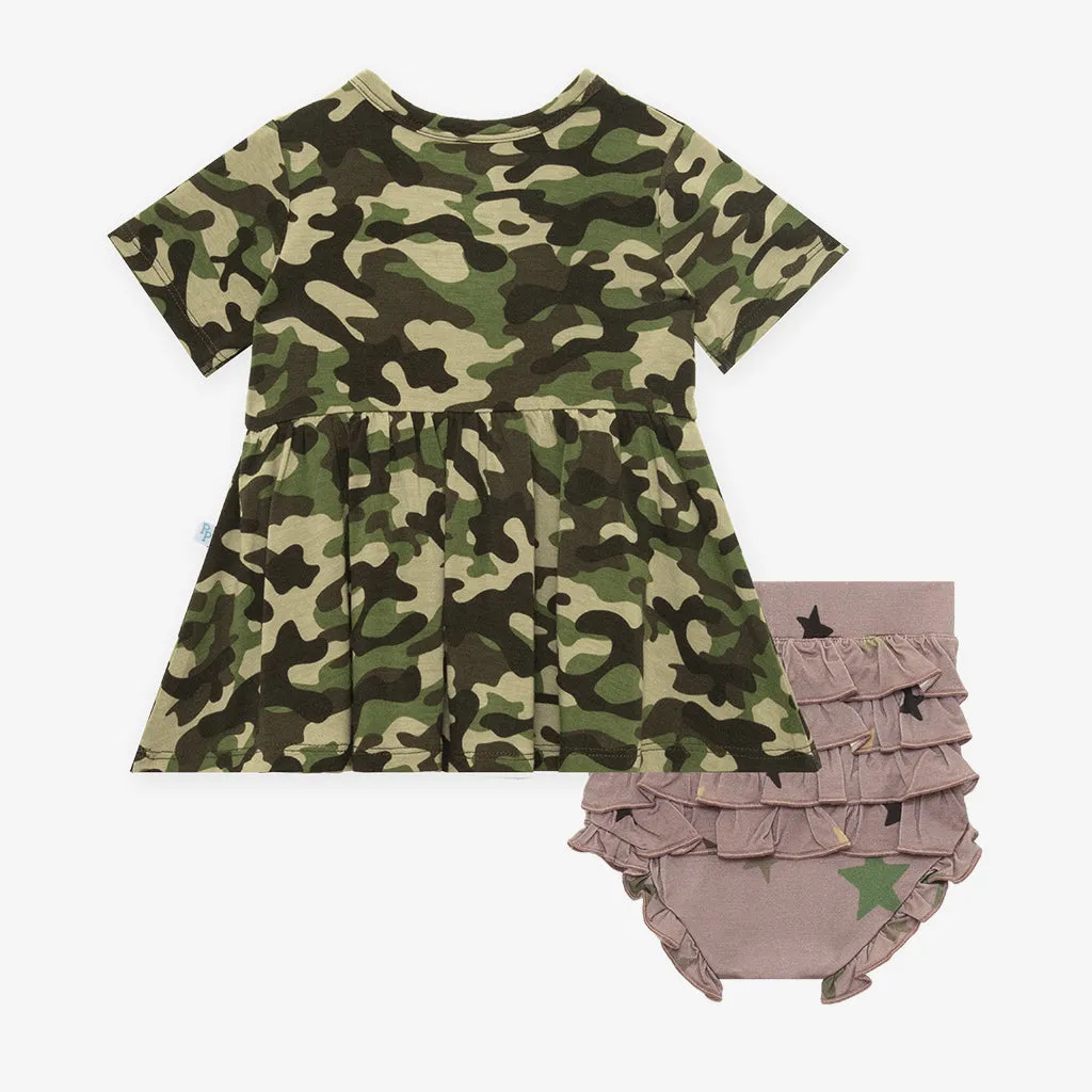 Posh Peanut Cadet S/S Henley Peplum Top & Bloomer Set