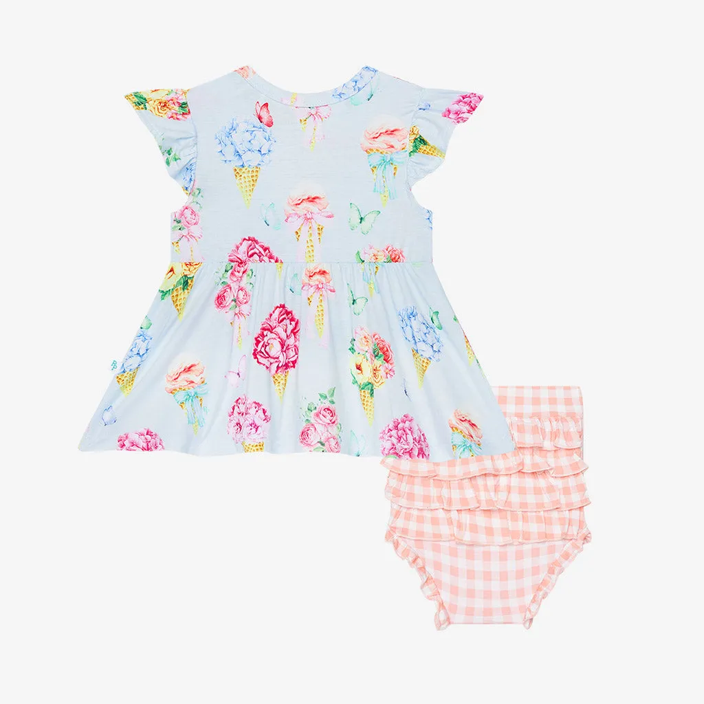 Posh Peanut Camille Ruffled Capsleeve Basic Peplum Top & Bloomer Set