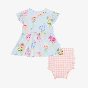 Posh Peanut Camille Ruffled Capsleeve Basic Peplum Top & Bloomer Set